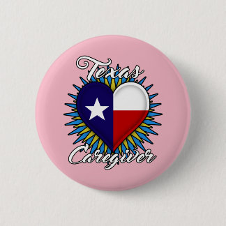 Texas Caregiver-ronde knop (roze, witte lettertype Ronde Button 5,7 Cm