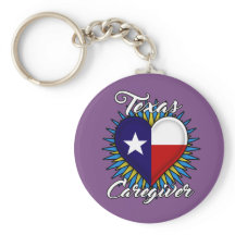 Texas Caregiver sleutelhanger (paarse achtergrond)