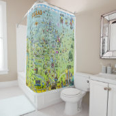 Texas Cartoon Kaart Douchegordijn (In situ)