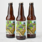 Texas Cartoon Map Bier Etiket (Flessen)
