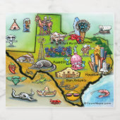 Texas Cartoon Map Bier Etiket (Enkel label)