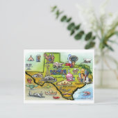 Texas Cartoon Map Briefkaart (Staand voorkant)