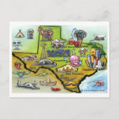Texas Cartoon Map Briefkaart (Voorkant)