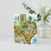 Texas Cartoon Map Briefkaart (Staand voorkant)