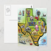 Texas Cartoon Map Briefkaart (Voorkant / Achterkant)