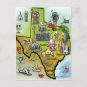 Texas Cartoon Map Briefkaart (Voorkant)