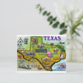 TEXAS Cartoon Map Briefkaart (Staand voorkant)