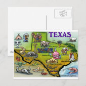 TEXAS Cartoon Map Briefkaart (Voorkant / Achterkant)