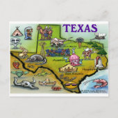 TEXAS Cartoon Map Briefkaart (Voorkant)