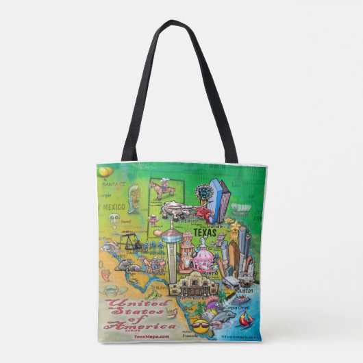 Texas Cartoon Map Canvas tas (Achterkant)
