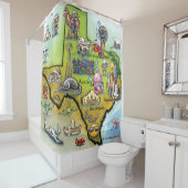 Texas Cartoon Map Douchegordijn (In situ)