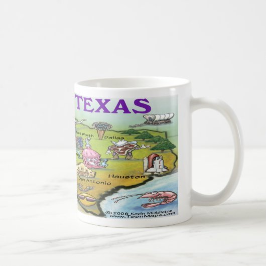 TEXAS Cartoon Map Koffiemok (Rechts)