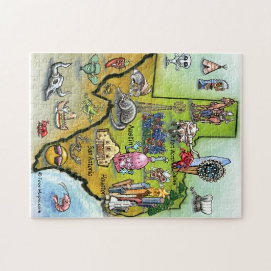 Texas Cartoon Map Legpuzzel (Horizontaal)