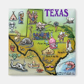 TEXAS Cartoon Map Magneet (Voorkant)