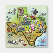 Texas Cartoon Map Magneet (Voorkant)