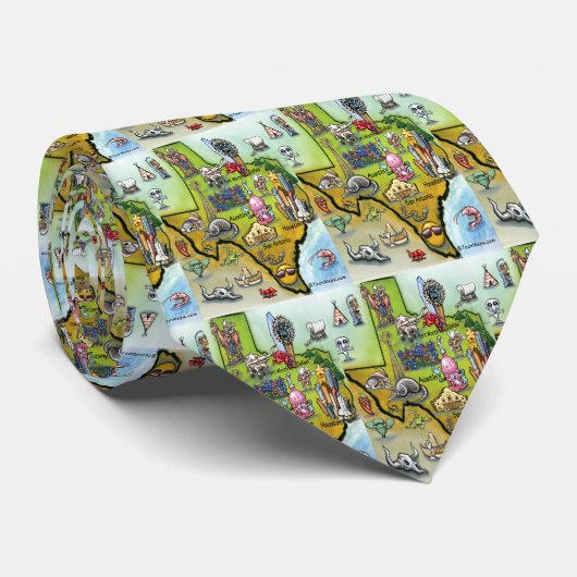 Texas Cartoon Map Stropdas (Opgerold)