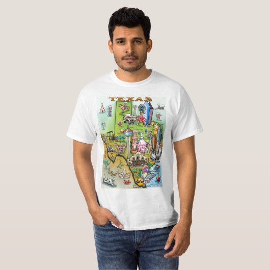 Texas Cartoon Map T-shirt (Voorkant volledig)
