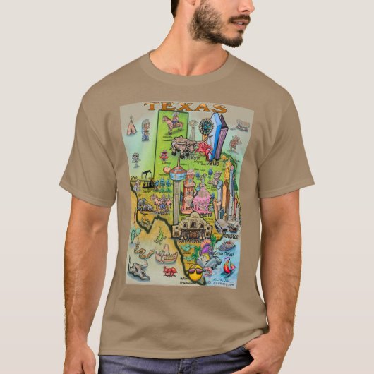 Texas Cartoon Map T-shirt (Voorkant)