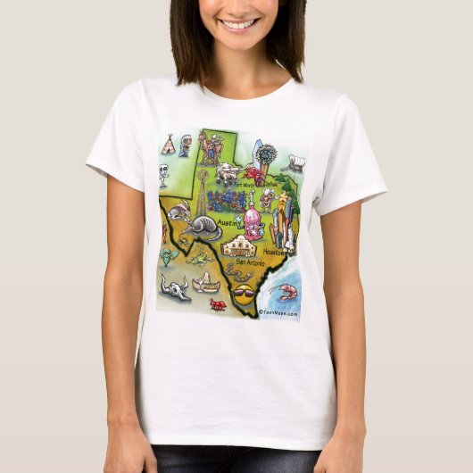 Texas Cartoon Map T-shirt (Voorkant)