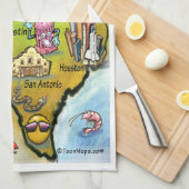 Texas Cartoon Map Theedoek (Quarter Fold)