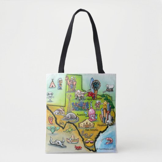 Texas Cartoon Map Tote Bag (Voorkant)