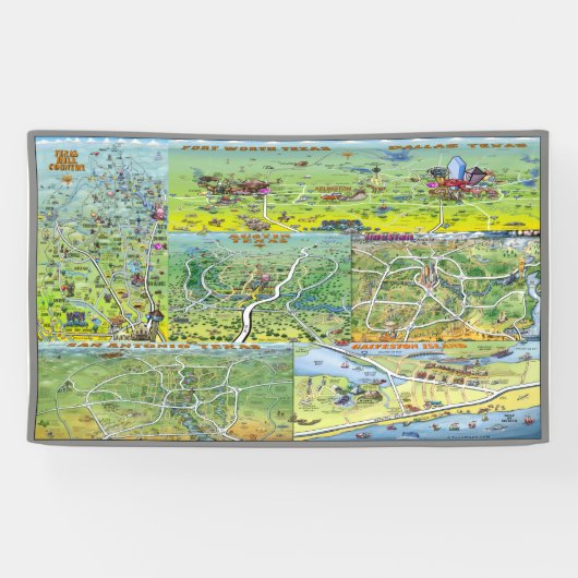 Texas Cartoon Maps Spandoek (Horizontaal)