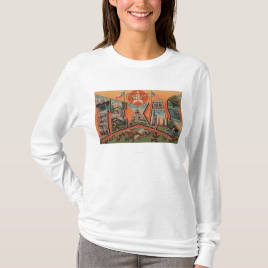 Texas (Cattle Grazing Scene)Grote letter T-shirt (Voorkant)