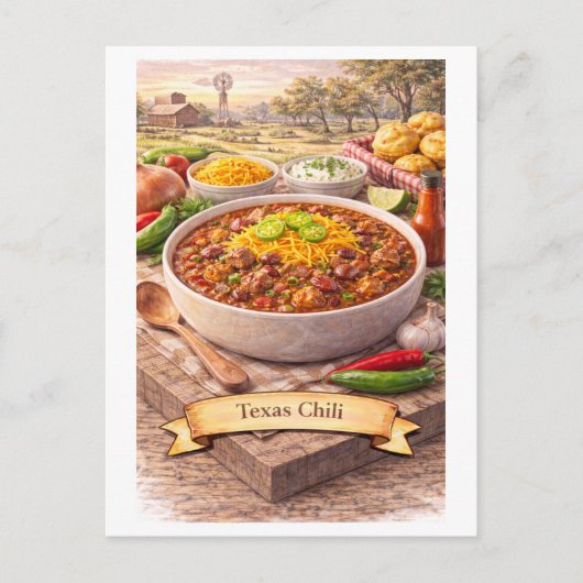 Texas Chili (Amerikaanse Eetseries) Briefkaart (Voorkant)