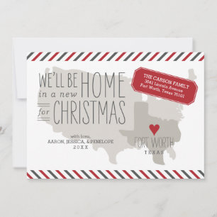 Texas Christmas Moving Aankondiging Vakantie Kaart