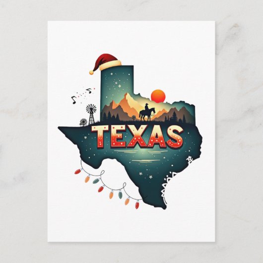 Texas Christmas State Kaart Illustratie (Voorkant)