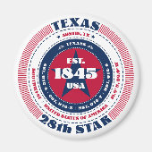 Texas Circle Typography Souvenir Magnet (Voorkant)