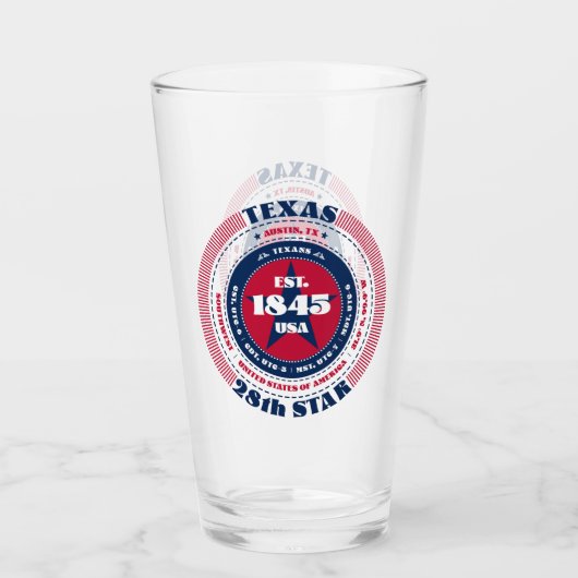 Texas Circular Typography Design Glas (Voorkant)