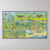 Texas Cities Cartoon Map Poster (Voorkant)