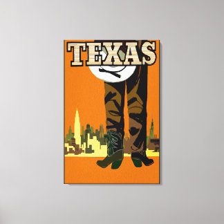Texas City Cowboy Canvas Afdruk