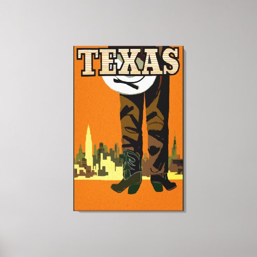 Texas City Cowboy Canvas Afdruk (Voorkant)