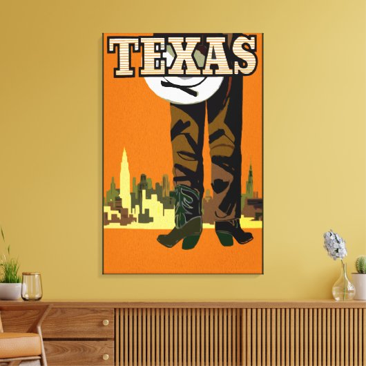 Texas City Cowboy Canvas Afdruk (Insitu (Woonkamer))