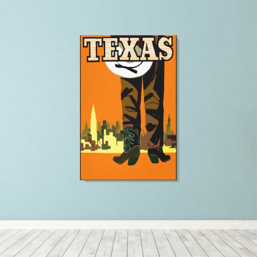 Texas City Cowboy Canvas Afdruk (Insitu (Houten vloer))