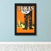 Texas City Cowboy Canvas Afdruk (Insitu (Houten vloer))