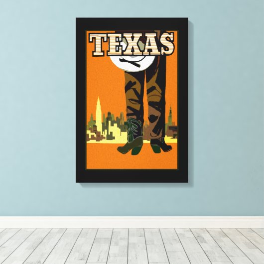 Texas City Cowboy Canvas Afdruk (Insitu (Houten vloer))