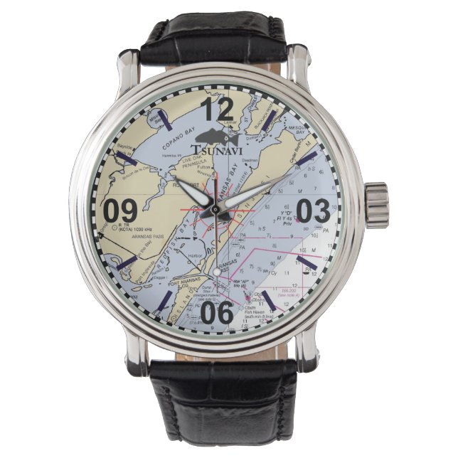 Texas Coastal Bend Nautical Chart Horloge (Voorkant)