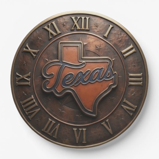 Texas Copper Medallion State Map Papieren Bordje (Voorkant)