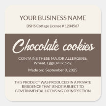 Texas Cottage Food Law Chocolate Cookie Etiket