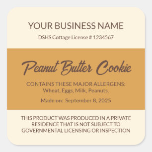 Texas Cottage Food Law Pindakaas Koekje Label