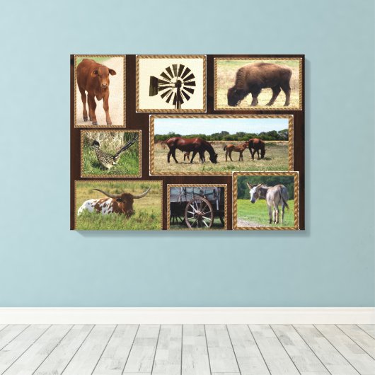 Texas Country Collage Canvas Afdruk (Insitu (Houten vloer))