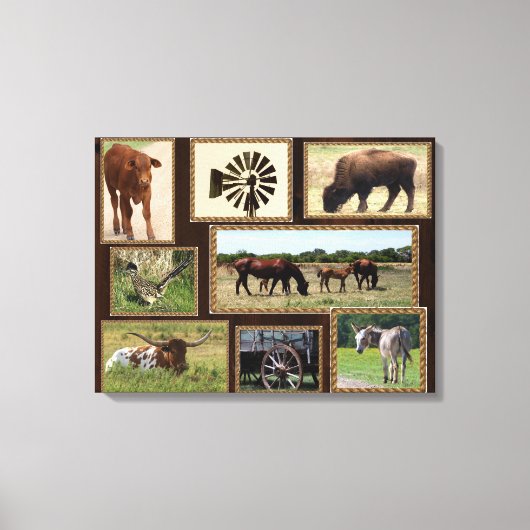 Texas Country Collage Canvas Afdruk (Voorkant)