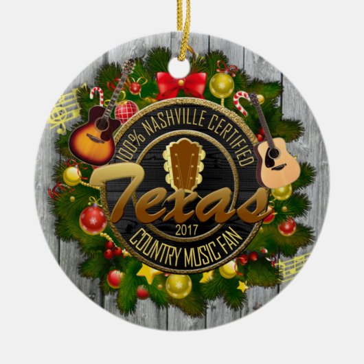 Texas Country Music Fan Kerstversiering Keramisch Ornament (Voorkant)