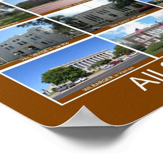 Texas County Courthouses Poster (verticaal bruin) (Hoek)