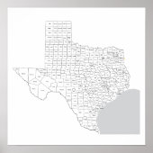 Texas County's Map met provincienaam Poster (Voorkant)