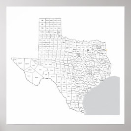 Texas County's Map met provincienaam Poster