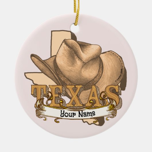 Texas Cowboy aangepaste naam Keramisch Ornament (Voorkant)